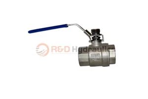 Ball Valve | Full Port | 1" NPT Threads | 2 Piece | Stainless Steel - Picture 1 of 3