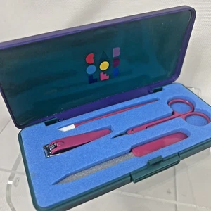 Vintage 80s 90s Mini Caboodles nail manicure kit Organizer purple small UNUSED - Picture 1 of 17