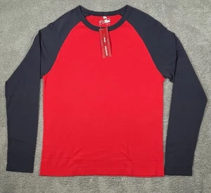 Equinox Gym Long Sleeve T-Shirt Men Large Red Blue Crew Neck Cotton Casual Tee - Picture 1 of 11