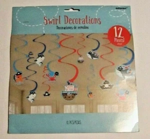 Ahoy Nautical Pirate Birthday Party Swirl Hanging Decorations Kit 12 Pieces - Picture 1 of 2