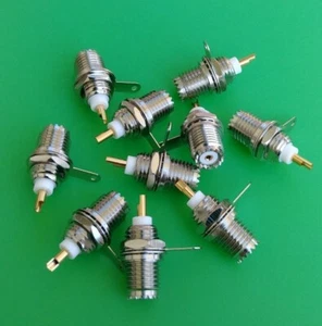 (10 PCS) Mini UHF Female Bulkhead Solder Connector - USA Seller - Picture 1 of 3