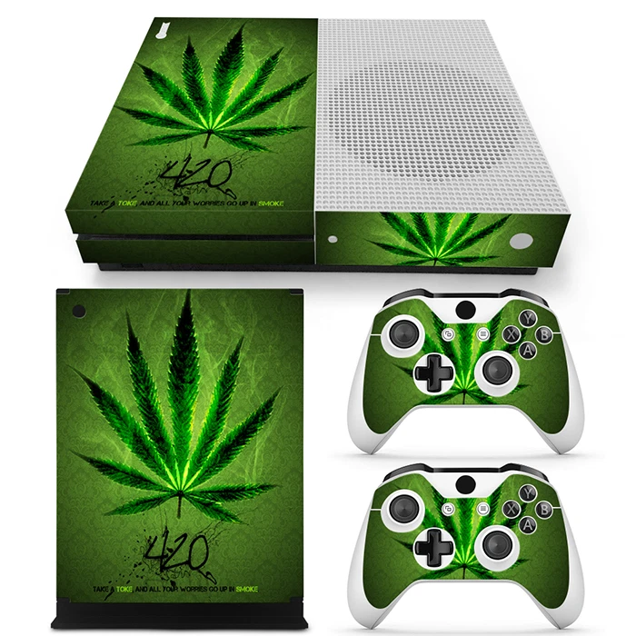 Xbox One S Skin Design Foils Sticker Screen Protector Set - Cannabis 2 Motif - Image 1 of 1