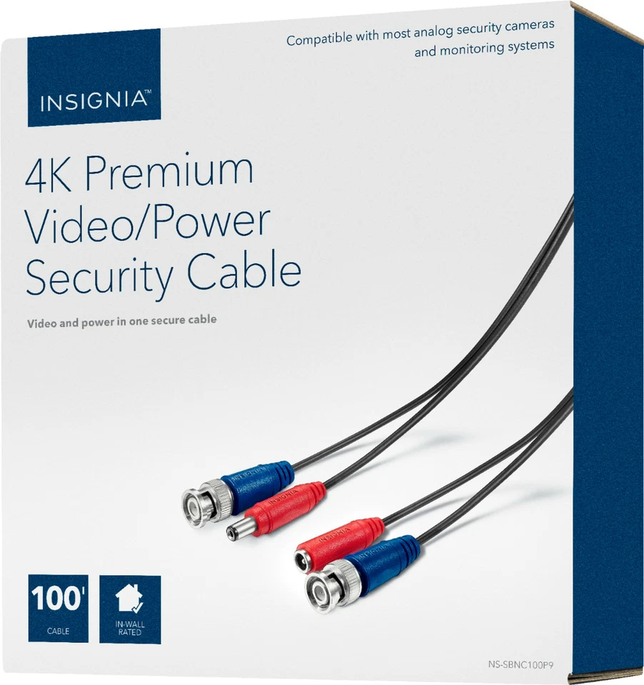 NEW Insignia NS-SBNC100P9 100' 4K Ultra HD Premium Video/Power Security Cable - Image 1 of 4