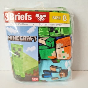3 Pack Boys' Briefs Size 8 Minecraft Video Game 100% Cotton Soft Colorful Comfy - Picture 1 of 10