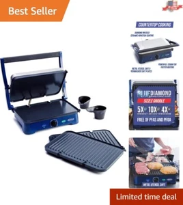 Multi-Purpose Electric Griddle: Open Flat Design, Adjustable Temp Control, Blue - Picture 1 of 10