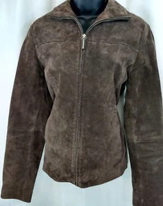Boston Harbour Women's MEDIUM Seude Leather Lined Jacket Zip Up - Picture 1 of 8