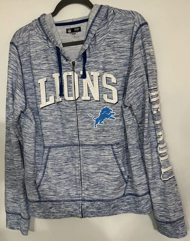 Detroit Lions NFL Team Apparel Hoodie Sweatshirt Women's XL Full Zip EUC Cover