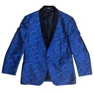Blue Jacquard Tuxedo Dinner Jacket Vintage Style Multiple Sizes Available 34-44 - Picture 1 of 6