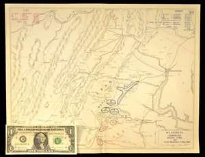 Vintage Civil War Map Wilderness Campaign May 3rd - 4th 1863 General Grant Lee - Picture 1 of 12