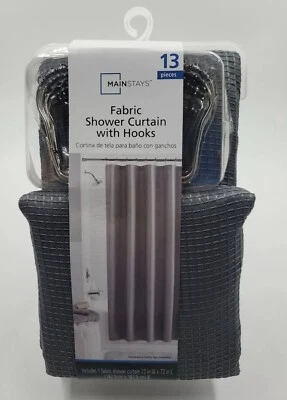 Mainstays Cortina de Ducha de Tela con Ganchos Gris Franela Waffle 72 x 72 pulgadas Nuevo en Paquete  Foto 1 de 2