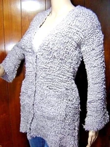 COIN 1804 Emily Cardigan Sweater M SoFt Chunky Plunge V Bell Sleeve Pocket Taupe - Picture 1 of 8
