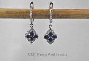 Natural Black Spinel Gemstone Drop/Dangle Earrings 925 Sterling Silver For Girls - Picture 1 of 10