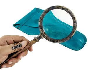 Magnifying Glass With Leather Case Optical Lens Reader Desk Vintage Decor Gifts - Picture 1 of 7