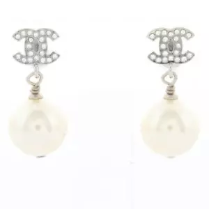 Chanel Authentic Earrings CC Mark Logo Silver Hoop Color Jewelry With Box 2.5cm - Picture 1 of 3