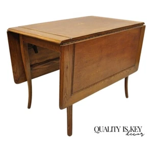 Vintage Mid Century Modern Klismos Saber Leg Oak Drop Leaf Dining Table - Picture 1 of 12