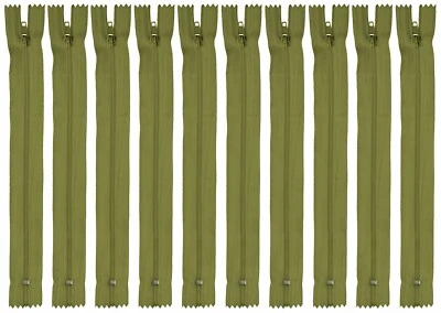 Reißverschluss Set: 10 Reißverschlüsse,  22 cm lang, nicht teilbar, olivgrün - Bild 1 von 4
