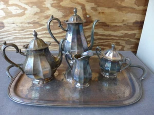 Webster Wilcox "English Flutes" Silver Plate Tea Coffee Cream Sugar Tray 8004 - Picture 1 of 12