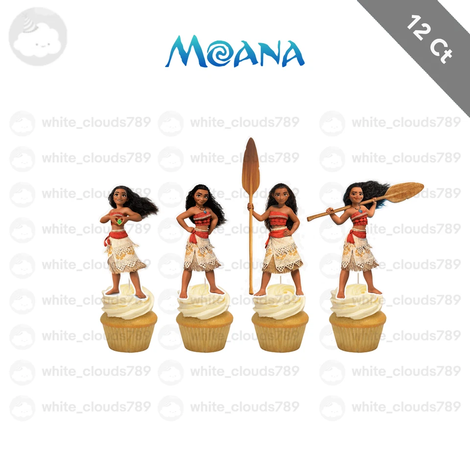 12 adornos para cupcakes Moana princesa fiesta de cumpleaños Foto 1 de 1