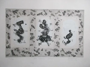 Lithographie vintage signée NINU " AM-STRAM-GRAM " numérotée 10/30 - Imagen 1 de 5
