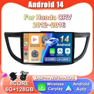 6G+128GB CarPlay Android 14 Auto Coche Estéreo GPS Para Honda CRV 2012~2016 Navegación AHD - Imagen 1 de 18