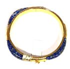 New w/ Tag w/ Defect Vintage Lapis Lazuli Geometric Hinged Bangle Bracelet SB11A