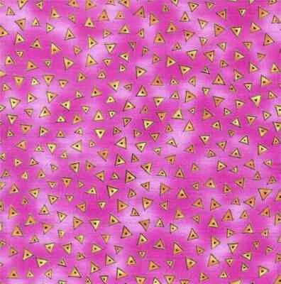 Laurel Burch Basics TRIANGLE Pink LT RASPBERRY Metallic Cotton Fabric FQ 1/4 YD - Image 1 of 4
