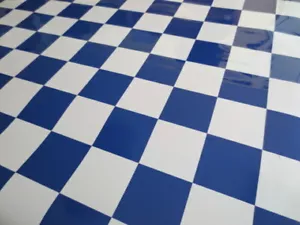 Pellicola da stiro di qualità pellicola rivestita blu bianca 1,0 x 0,64 m dimensioni quadrate 30 x 30 mm - Foto 1 di 4