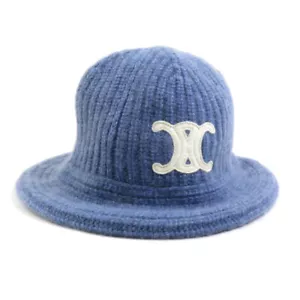 Auth CELINE Bucket Hat Blue/White Cashmere - h30300f - Picture 1 of 10