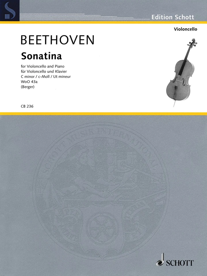 Beethoven Sonatina WoO 43a for Cello Piano Classical Sheet Music Schott Book - Image 1 of 1