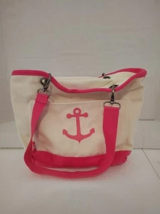 Thirty One Bag Cream Color Canvas Pink Trim With Anchor Theme Canvas Crew * - Picture 1 of 10