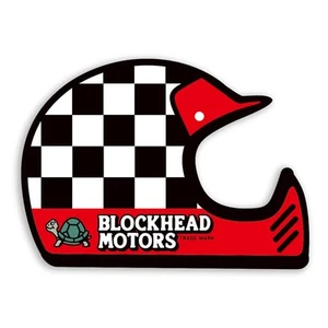 Blockhead Motors 82mm x 60mm Check Helm Aufkleber Offroad rot # BHM529 - Bild 1 von 2