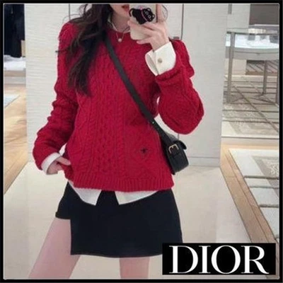 Suéter Pullover Christian Dior Rojo Tejido con Cable Cachemira Talla 34/US 2 NUEVO SIN ETIQUETAS Foto 1 de 4