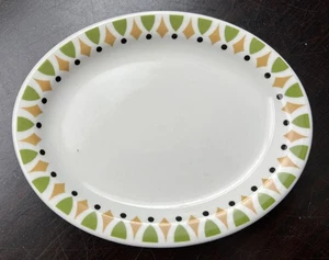 Shenango Mini Plato Ovalado 7" Vajilla de Restaurante Mod Oro Verde MCM Mediados de Siglo - Imagen 1 de 6