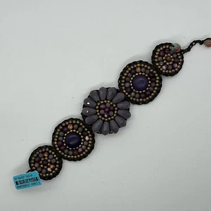 Handgefertigtes thailändisches Perlen lila Statement Armband Neu mit Etikett Handwerk Boho Perlenstickerei - Bild 1 von 4