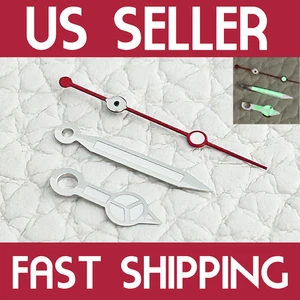 Polished Silver/Red "MERC" Watch Hands For Mod NH35,NH36,7s26,7s36. Green Lume - Picture 1 of 1