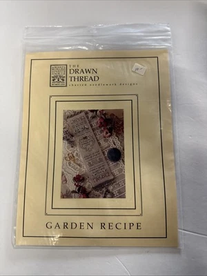 VINTAGE THE DRAWN THREAD “Garden Recipe” Cross Stitch Chart W charm & ribbon - Image 1 of 4