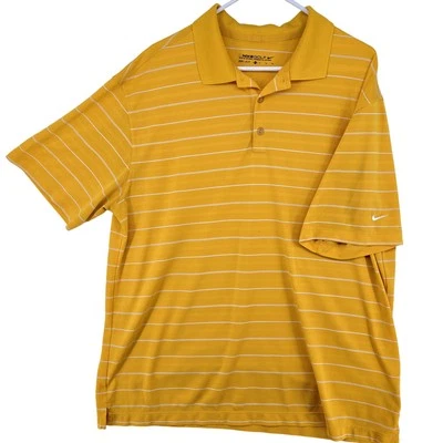 Nike Golf Dri-Fit Polo Shirt Mens XL Yellow Striped Performance 358325-739 Logo - Image 1 of 4