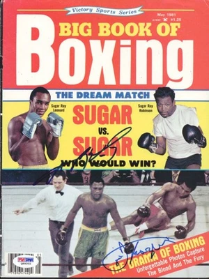 Joe Frazier & Sugar Ray Leonard Signed Boxing Magazine Cover PSA/DNA - Image 1 of 2