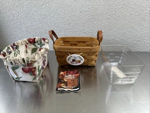 Cesta de té Longaberger 1999 con asas de cuero, forro de tela y protector dividido - Imagen 1 de 7