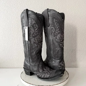 Lane Santorini Damen Cowboystiefel 7,5 schwarz Western Cowgirl halbhoch Nieten - Bild 1 von 11