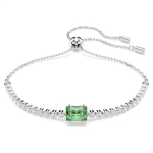 Swarovski Zirconia Matrix Tennis Bracelet, Green, Rhodium Plated 5693411 - Picture 1 of 5