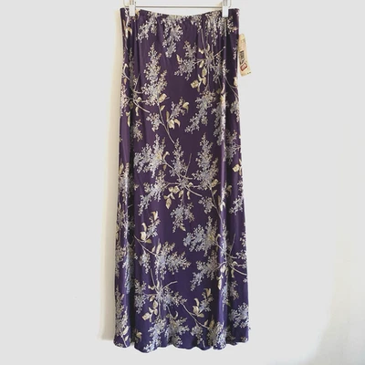 Maxi Falda Jones Studio Mediana Berenjena Púrpura Floral Y2K Femenina Boda Nueva Foto 1 de 4