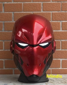 Red Hood Mask LED Eyes FRP Justice League Batman Cosplay Helmet Halloween Prop - Picture 1 of 6