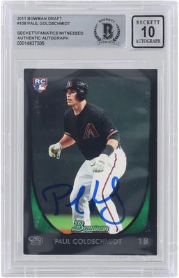 Paul Goldschmidt Diamondbacks Signed 2011 Bowman Draft MLB BAS 10 Rookie Card - Image 1 of 3