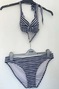 Conjunto de bikini Monzón azul marino y blanco talla 10 parte inferior talla 14 - Imagen 1 de 6