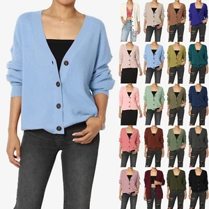 Cardigan manica lunga TheMogan S~3X micro waffle viscosa maglia bottoni davanti scollo a V - Foto 1 di 146