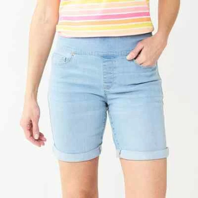 Croft & Barrow Women's 7" Dark Wash Pull-On Jean Shorts (WC21D120RW2) Size 4A - Image 1 of 3