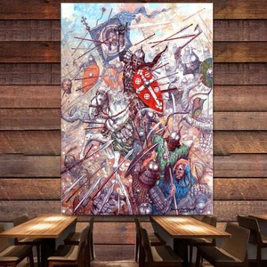 Vintage Knights Templar Art Tapestry Canvas Wall Painting Home Wall Art Decor 0 - Picture 1 of 5