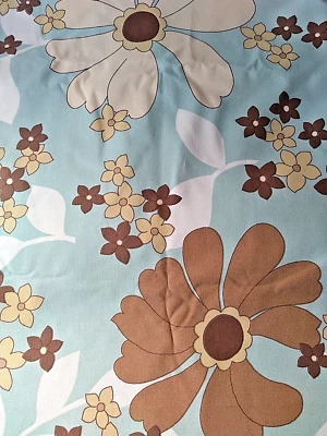 Tela Waverly Lauren Hancock Flower Power 4,5 yardas marrón tostado aguamarina Foto 1 de 4