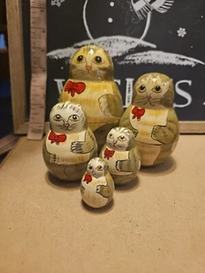 Vintage CATS NESTING DOLL 5PCS - Picture 1 of 5